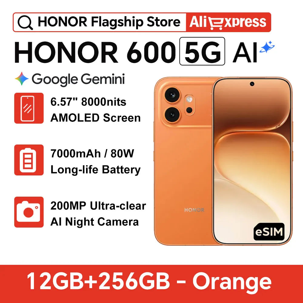 HONOR 600 5G Smartphone, 12GB RAM, 256GB/512GB
