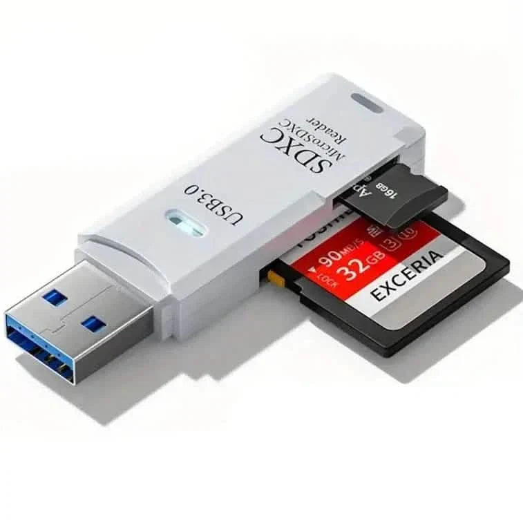 2-in-1 USB 3.0 SD & microSD Card Reader, Up to 64GB