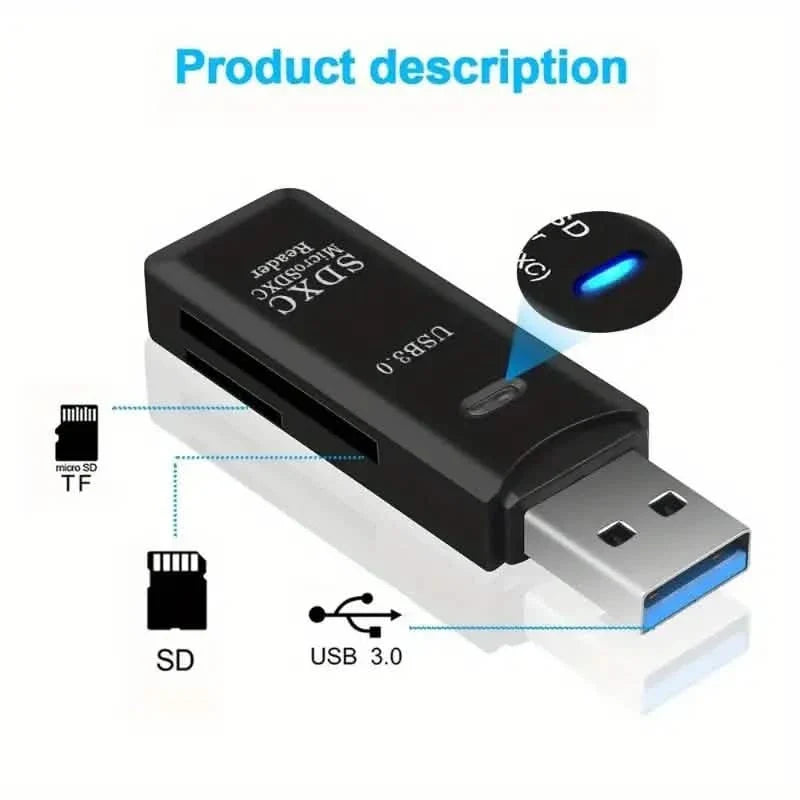 2-in-1 USB 3.0 SD & microSD Card Reader, Up to 64GB