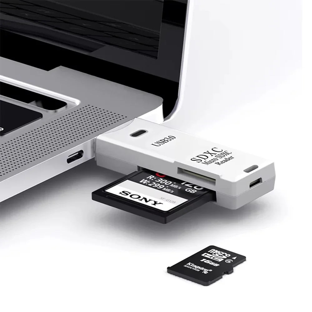 2-in-1 Memory Card Reader, USB 2.0 or 3.0 Options