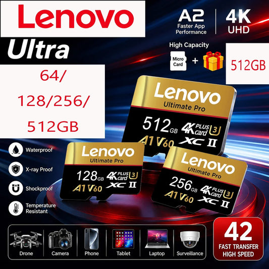 Lenovo microSD Memory Card, 4GB–512GB Options & Adapter Selection