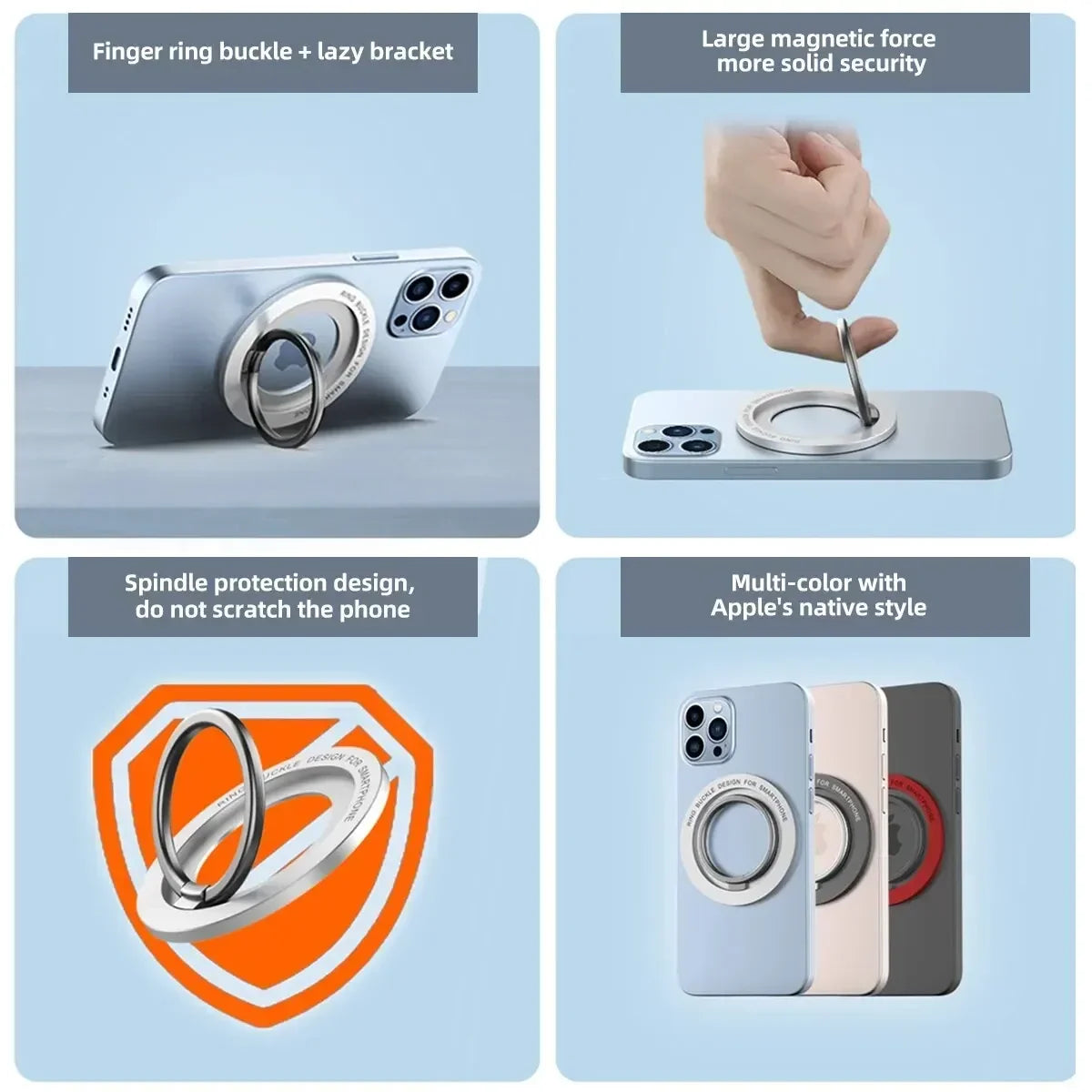 Magnetic for Magsafe Phone Holder Stand Mini Magnet Finger Ring Socket Cellphone Bracket for IPhone 16 15 14 13 12Pro/Max