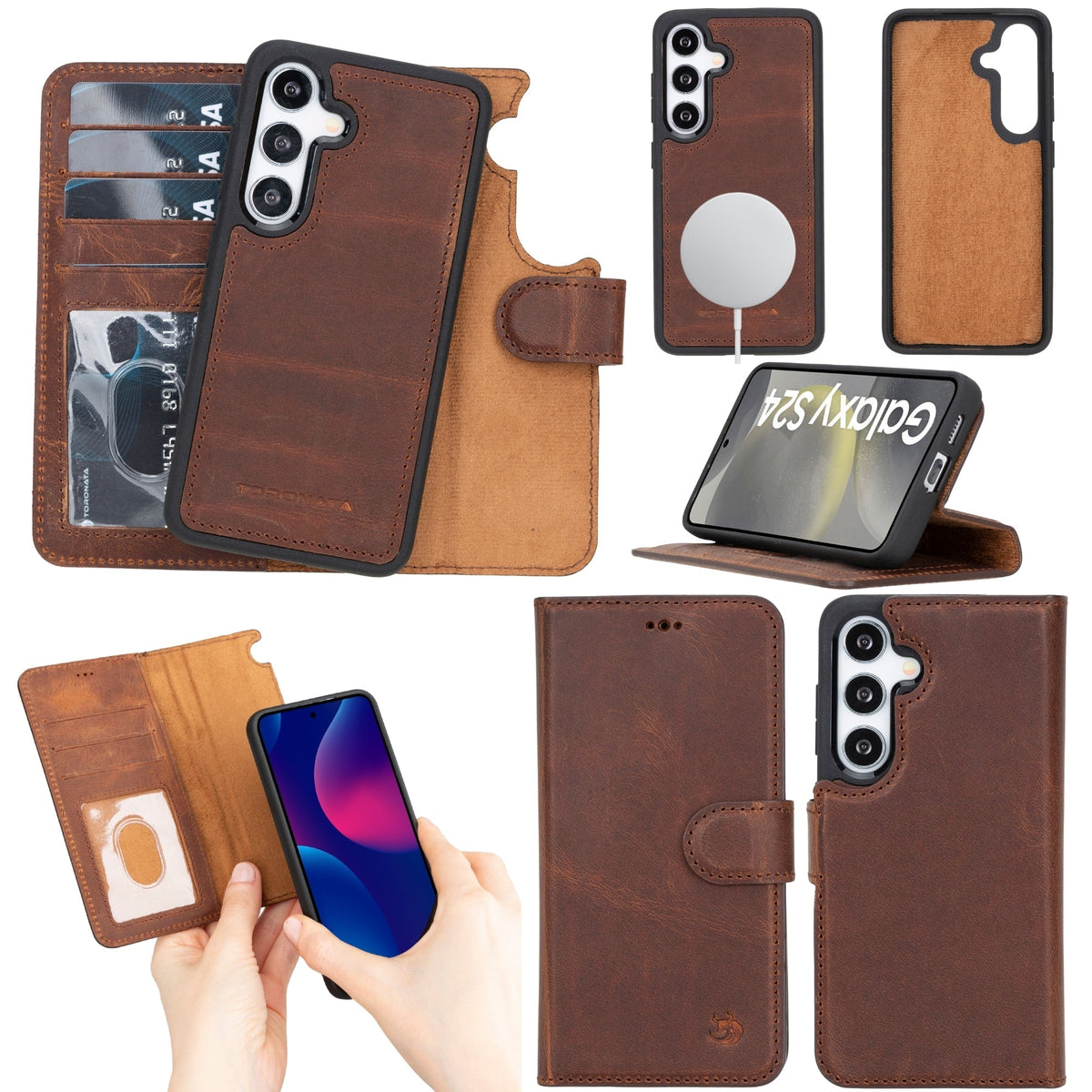 TORONATA Buffalo Leather Wallet Case for Samsung Galaxy S24