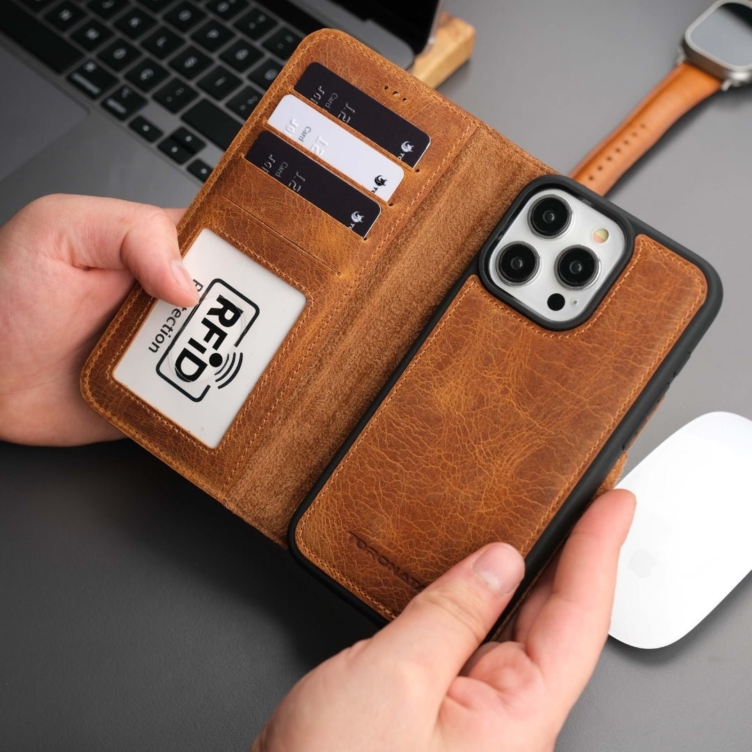 TORONATA Casper Leather MagSafe Wallet Case for iPhone 16 Pro
