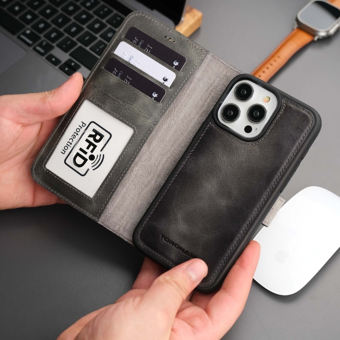TORONATA Casper Leather MagSafe Wallet Case for iPhone 16 Pro