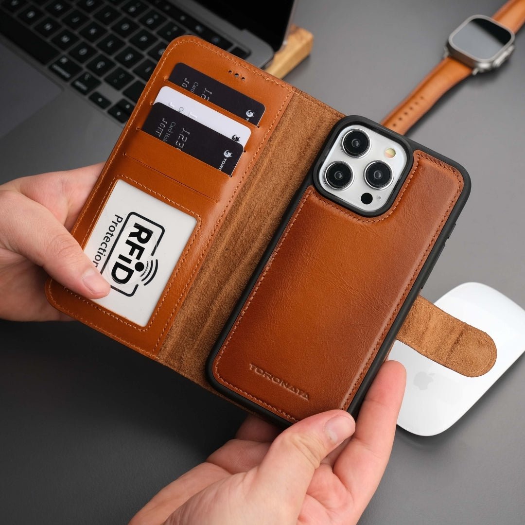 TORONATA Casper Leather MagSafe Wallet Case for iPhone 16 Pro