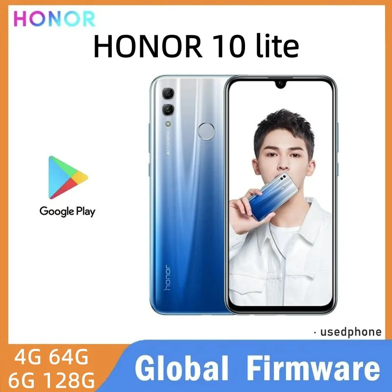 HONOR 10 Lite Smartphone, 6.21-inch Display, Black, Pre-Owned