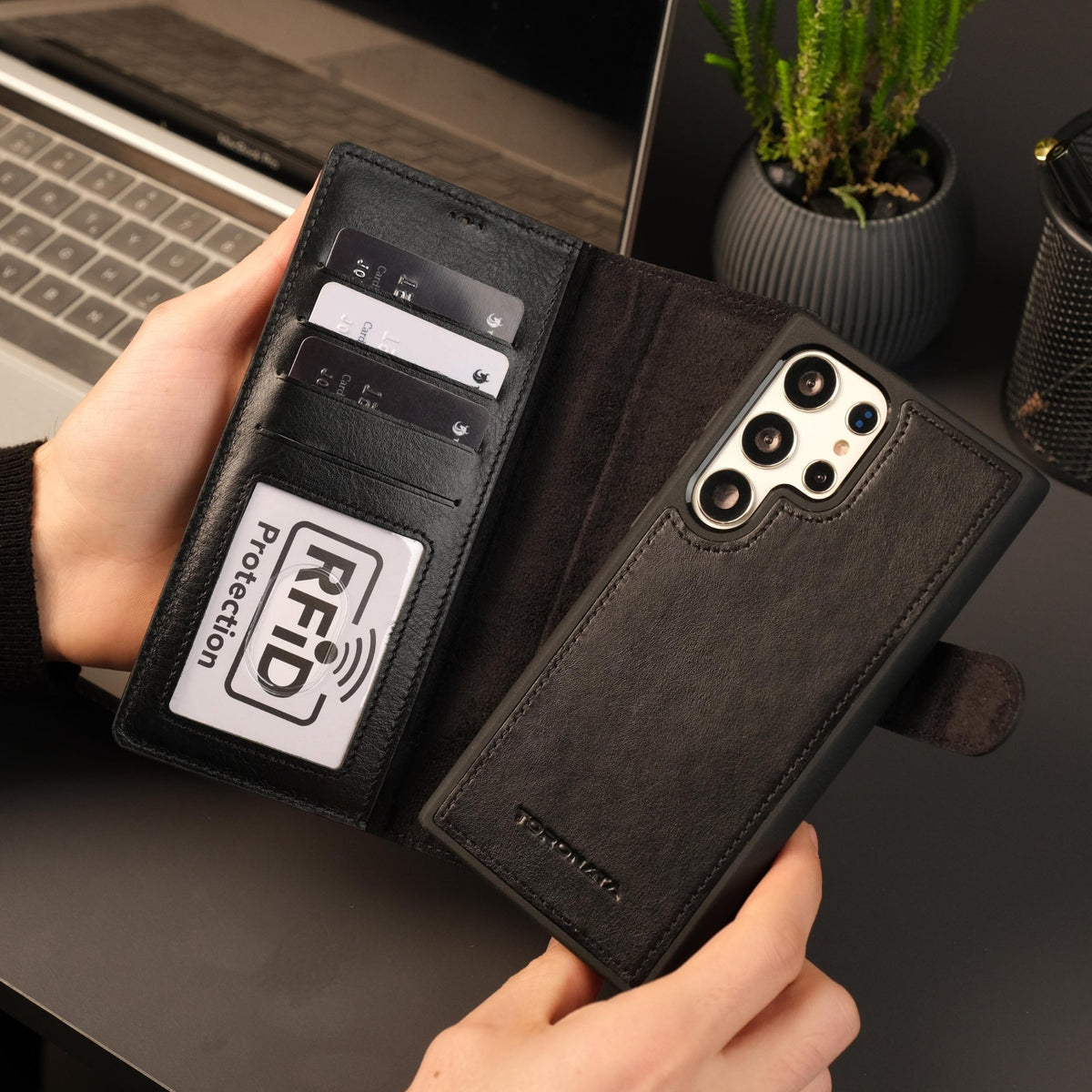 TORONATA Buffalo Leather Wallet Case for Samsung Galaxy S25 Ultra